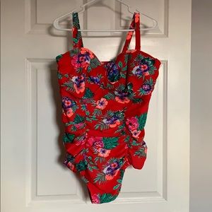 Old Navy Red Floral Swimsuit Size 2X
